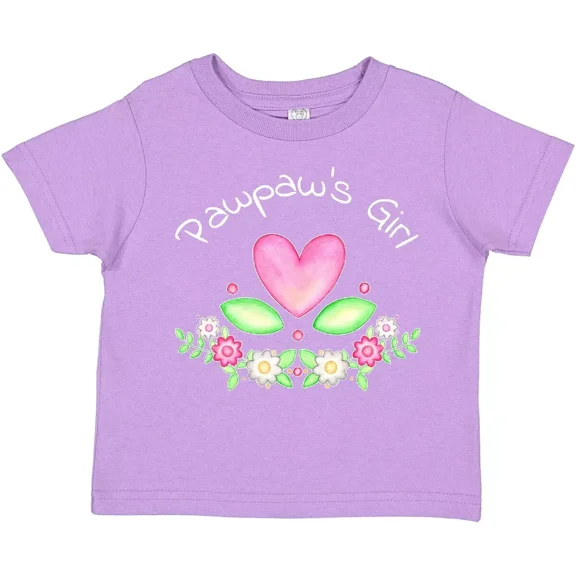 Bella Canvas Pawpaw's Girl- Heart Flowers Toddler Shirt Family Cute Pawpaw New Toddler Shirt