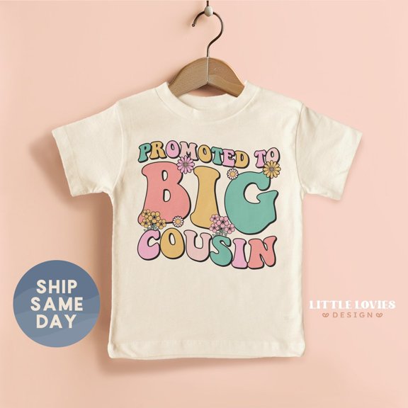 Bella Canvas Promoted To Big Cousin Floral Toddler Shirt, Cool Cousin Club Shirt, Matching Cousin Shirt, Big Cousin To Be Shirt, (CA-FAM23)