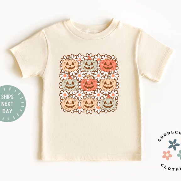 Bella Canvas Pumpkins and Sunflowers Collage Shirt, Cute Fall Girls Tee, Pumpkin Patch Girls Top Gift for Girl, Autumn