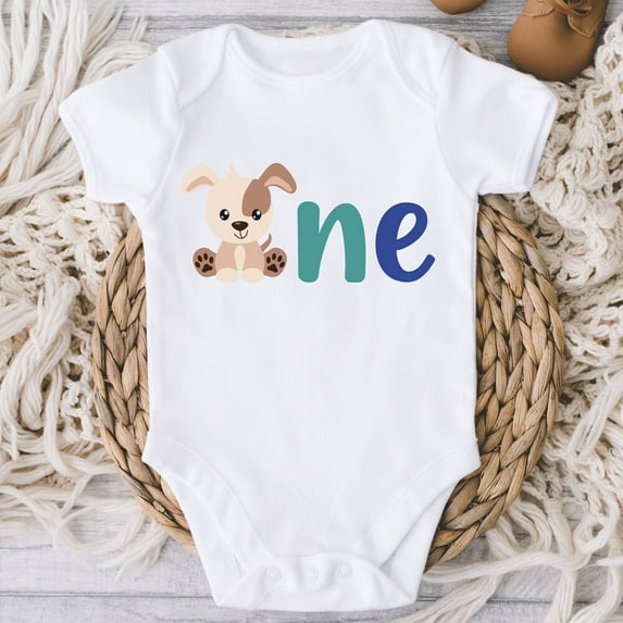 Bella Canvas with Puppy First Birthday, Let'S Pawty I'M One Puppy Dog Boy Birthday, Boy 1St Birthday, 1 Year Old Boy Cute Baby Boy or Girl Bodysuit Gift