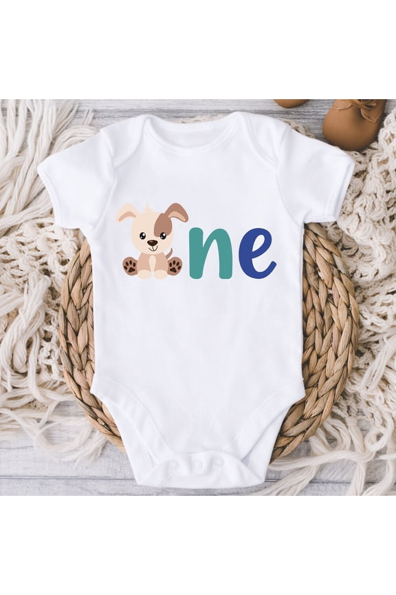 Bella Canvas with Puppy First Birthday, Let'S Pawty I'M One Puppy Dog Boy Birthday, Boy 1St Birthday, 1 Year Old Boy Cute Baby Boy or Girl Bodysuit Gift
