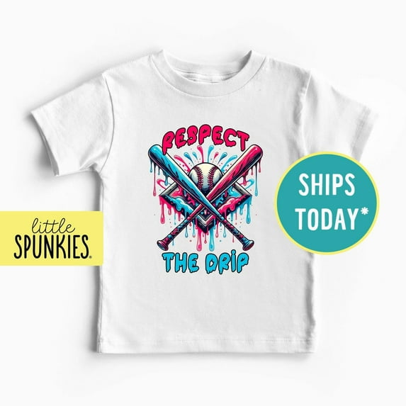Bella Canvas Respect The Drip Kids T-Shirt, Funny Baseball Graphic, Summer Sports Youth and Toddler Shirt