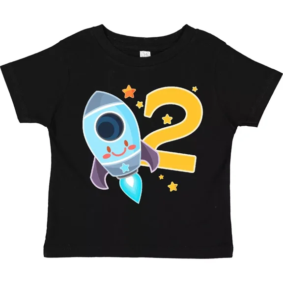 Bella Canvas Rocket Space Ship Happy Second Birthday Toddler Shirt Birthdays 2nd Toddler Shirt