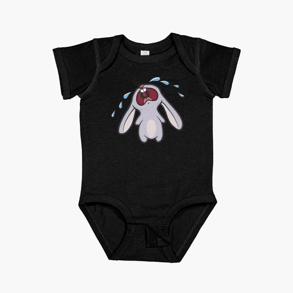 Bella Canvas Sad Crying Bunny Rabbit Short Sleeve Baby One-Piece Newborn Gender Neutral Outfit, Baby Boy Or Girl Bodysuit, Birrthday Gifts
