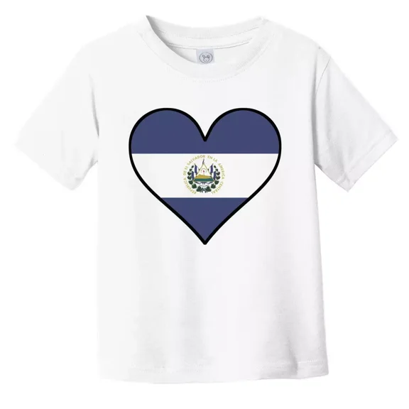 Bella Canvas Salvadorian Flag T-Shirt - Cute Salvadorian Flag Heart El Salvador Toddler Shirt