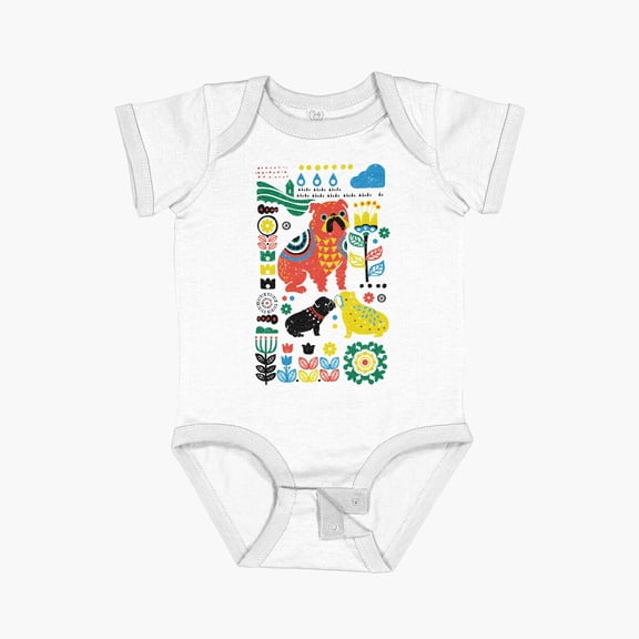 Bella Canvas Scandinavian English Bulldog Short Sleeve Baby One-Piece Newborn Gender Neutral Outfit, Baby Boy Or Girl Bodysuit, Birrthday Gifts