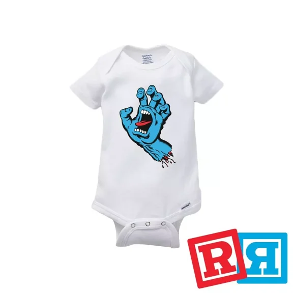 Bella Canvas Screaming Hand Gerber Baby OnesieÂ® Cotton Unisex White Short Sleeve Bodysuit