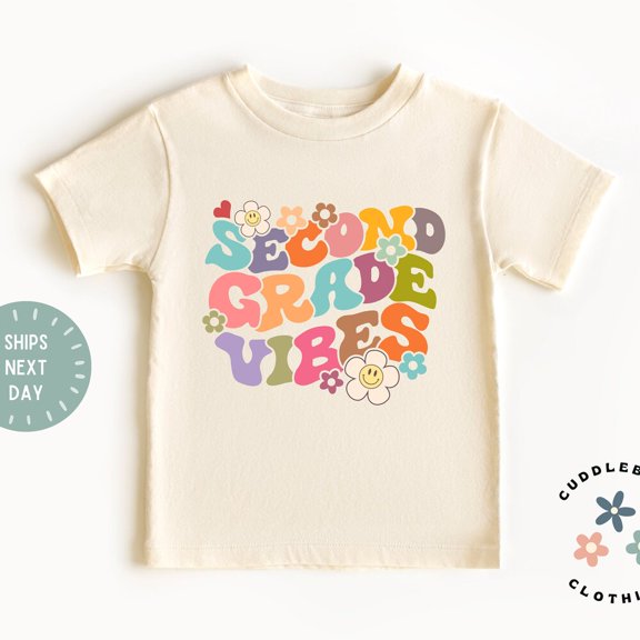 Bella Canvas Second Grade Vibes Shirt, Retro Flowers First Day of Second Grade Tee, Hello 2nd Grade, Back to School Shirt, First Day of School Tee