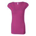 thumbnail image 1 of Bella + Canvas Sheer Mini Rib Cap-Sleeve Deep V-Neck T-Shirt (B8705) Berry, XL, 1 of 2