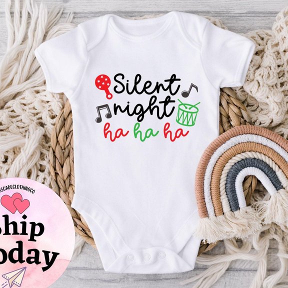 Bella Canvas Silent Night Baby, Christmas Bodysuit, Cute, Funny Christmas ,First Christmas Outfit, Pregnancy Announcement