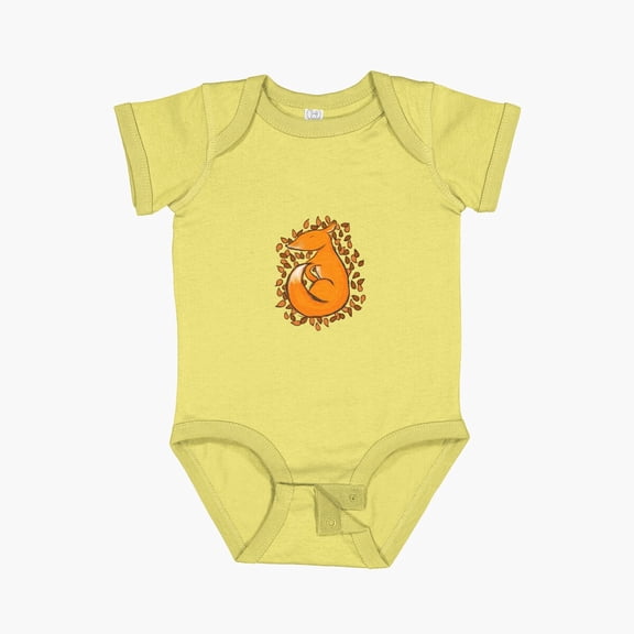 Bella Canvas Sleeping Fox Short Sleeve Baby One-Piece Newborn Gender Neutral Outfit, Baby Boy Or Girl Bodysuit, Birrthday Gifts