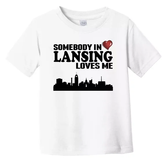 Bella Canvas Somebody In Lansing Loves Me Toddler Boys & Girls Shirt, Gift for Baby or Kids
