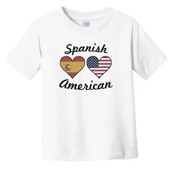 Bella Canvas Spanish American Flag Hearts Toddler Boys & Girls Shirt, Gift for Baby or Kids