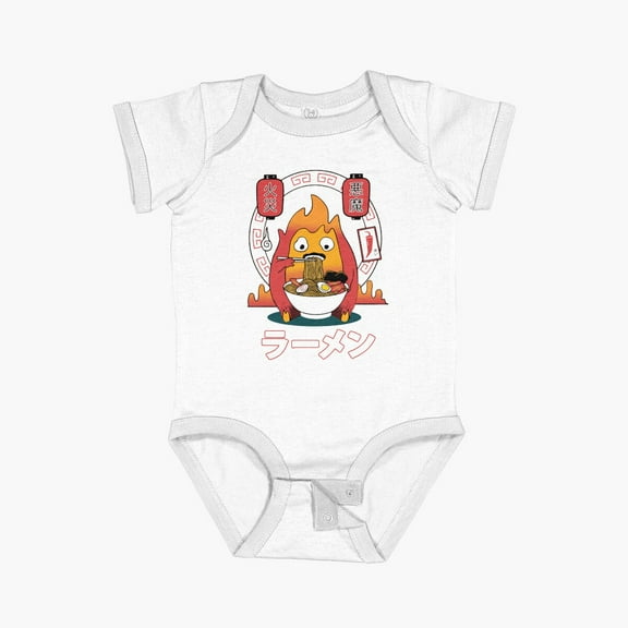 Bella Canvas Spicy Calcifer Studio Ghibli Short Sleeve Baby One-Piece Newborn Gender Neutral Outfit, Baby Boy Or Girl Bodysuit, Birrthday Gifts