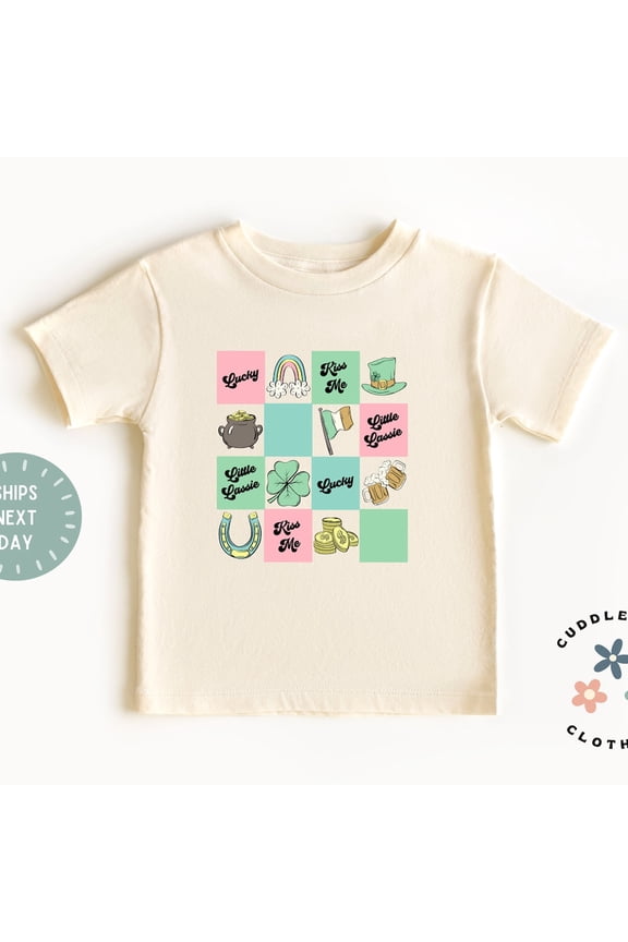 Bella Canvas St. Patricks Day Kids Shirt, Cute Irish Holiday Girls Tee, Lucky, Shamrock, Kiss Me, Gift For Girl, Granddaughter, Kids Tee