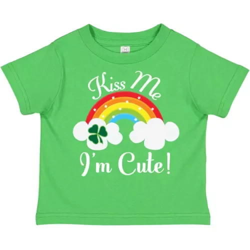 Bella Canvas St Patricks Kiss Me Im Cute Toddler Toddler Shirt Paddys Clothing Girls Kid