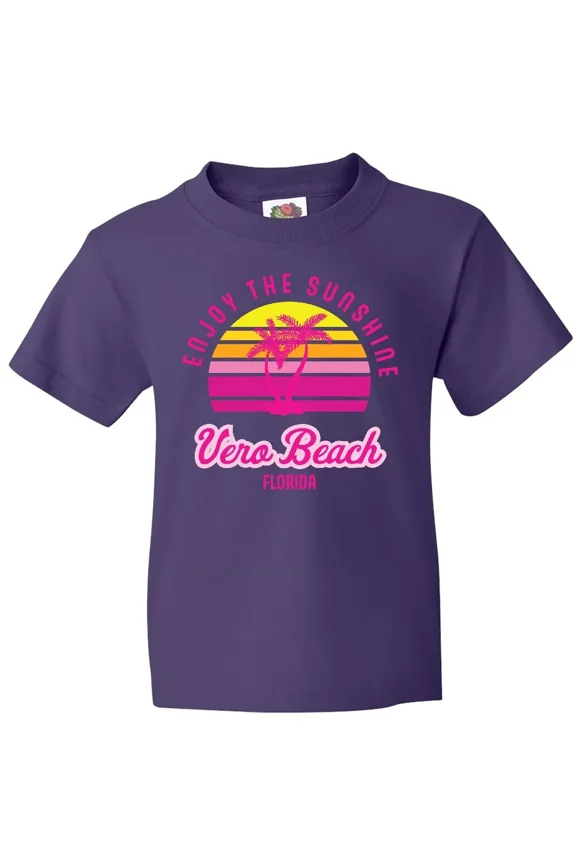 Bella Canvas Summer Enjoy The Sunshine Vero Beach Florida In Pink Toddler Shirt