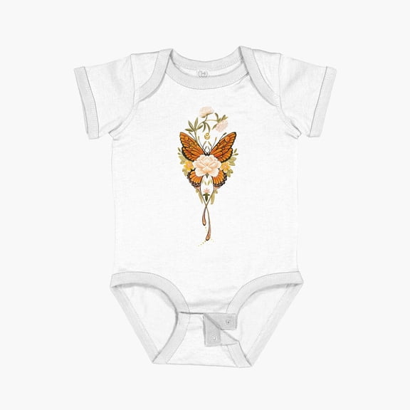Bella Canvas Tattoo Butterfly Peonies Short Sleeve Baby One-Piece Newborn Gender Neutral Outfit, Baby Boy Or Girl Bodysuit, Birrthday Gifts