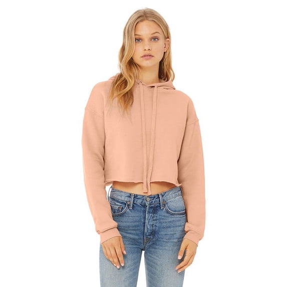 Bella + Canvas, The Ladies' Cropped Fleece Hoodie - PEACH - XL
