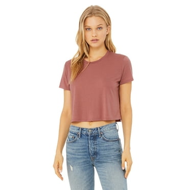 Bella + Canvas, The Ladies' Flowy Cropped T-Shirt - MAUVE - S