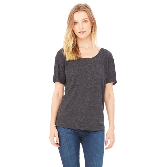 Bella + Canvas, The Ladies' Slouchy T-Shirt - CHRCL BLK SLUB - S