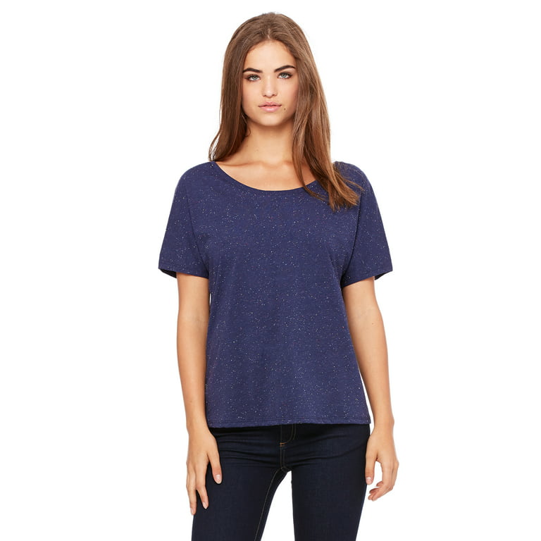 Bella + Canvas, The Ladies' Slouchy T-Shirt - NAVY SPECKLED - M