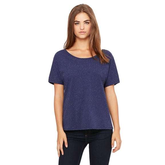 Bella + Canvas, The Ladies' Slouchy T-Shirt - NAVY SPECKLED - S