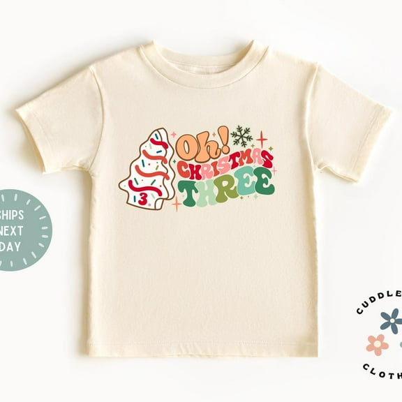 Bella Canvas Third Birthday Tee, Christmas Themed Three Birthday Shirt, 3 Year Old Unisex Top, Gift For Boy Girl, Grandchild, Kids Tee