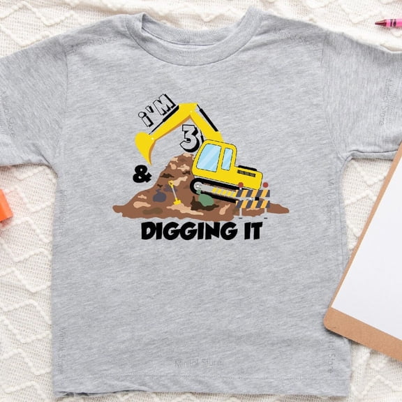 Bella Canvas Three Year Old Construction Shirt, Construction Theme Birthday Shirt, I'm 3 And Digging It, 3 Year Old Birthday Shirt, 3nd Birthday Shirt