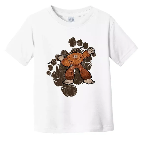 Bella Canvas Toddler Bigfoot Javelin Throw Shirt - Sasquatch Throwing Javelin Toddler T-Shirt