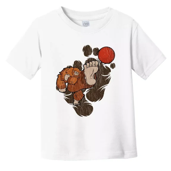 Bella Canvas Toddler Bigfoot Kickball Shirt - Sasquatch Playing Kickball Toddler T-Shirt