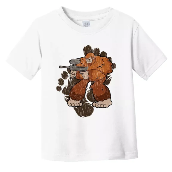 Bella Canvas Toddler Bigfoot Paintball Shirt - Sasquatch Playing Paintball Toddler Boys & Girls Shirt, Gift for Baby or Kids