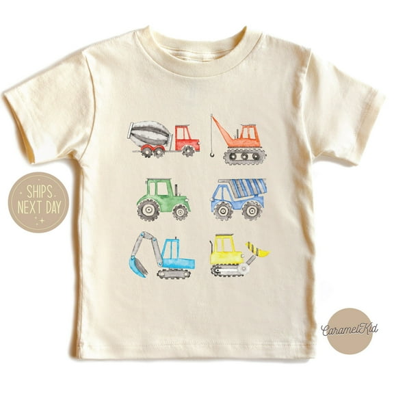 Bella Canvas Truck Construction Kids Equipment Boy Gift for Kid, Toddler Construction Truck Lover Baby Onesie,Baby Excavator Onesie Toddler Shirt