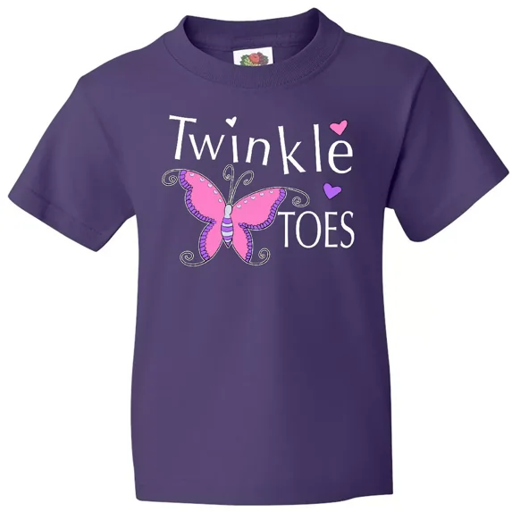 Bella Canvas Twinkle Toes Pretty Butterfly Toddler T-Shirt Kid Little Girl Cute Pink
