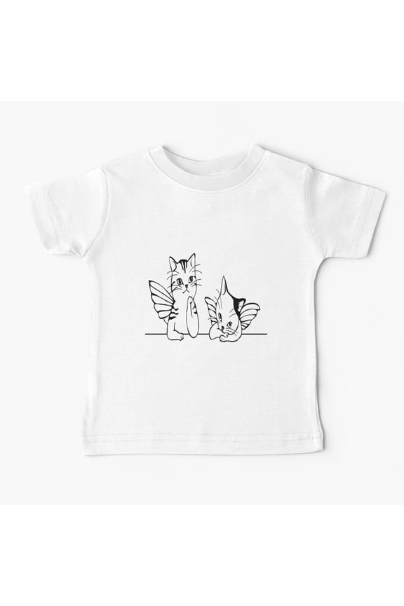 Bella Canvas Two Funny Cats , Mother and Dauther Cats , Cat Lovers Baby T-Shirt
