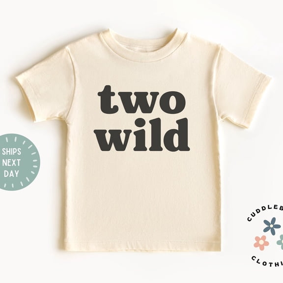 Bella Canvas Two Wild Unisex Kids Birthday Shirt, Minimalist Two Wild Second Birthday Shirt, Two Year Old Boy Girl or Gray Tshirt