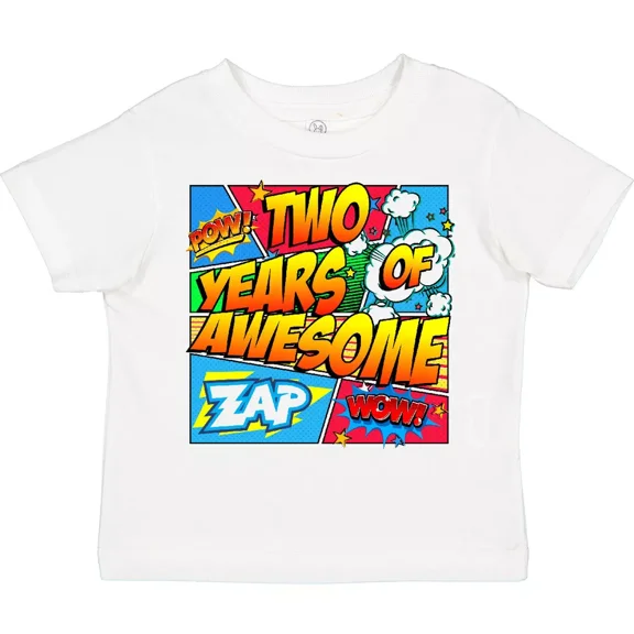 Bella Canvas Two Years Of Awesome Toddler Shirt Comic Book Superhero 2nd Birthday Toddler Shirt