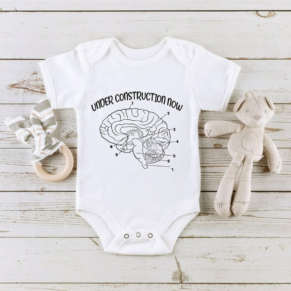 Bella Canvas Under Construction Brain Diagram, Funny Sayings, Funny Baby, Science Themed Baby, Baby Gift