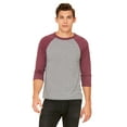 thumbnail image 1 of Bella + Canvas Unisex 3/4-Sleeve Baseball T-Shirt - 3200, 1 of 4