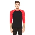 thumbnail image 1 of Bella  Canvas Unisex 3/4-Sleeve Baseball T-Shirt - Black/RED - L - Style  3200 - Original Label, 1 of 4