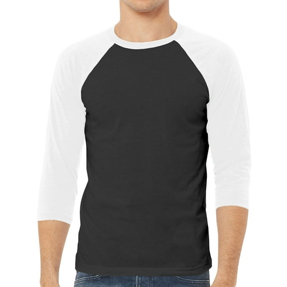 Bella+Canvas Unisex 3/4 Sleeve Baseball Tee - Men Women Raglan T-Shirt 3200 - Cotton Polyester Sport Style Shirt Gift for Mens Ladies