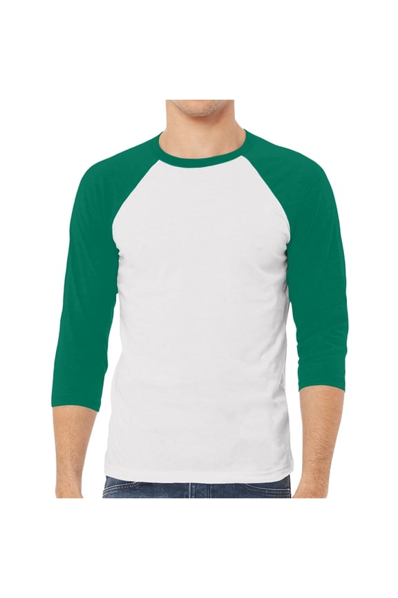 Bella+Canvas Unisex 3/4 Sleeve Baseball Tee - Men Women Raglan T-Shirt 3200 - Cotton Polyester Sport Style Shirt Gift for Mens Ladies