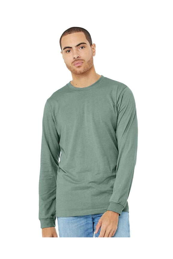Bella Canvas Unisex Heather CVC Long Sleeve Tee - Dusty Blue 2XL