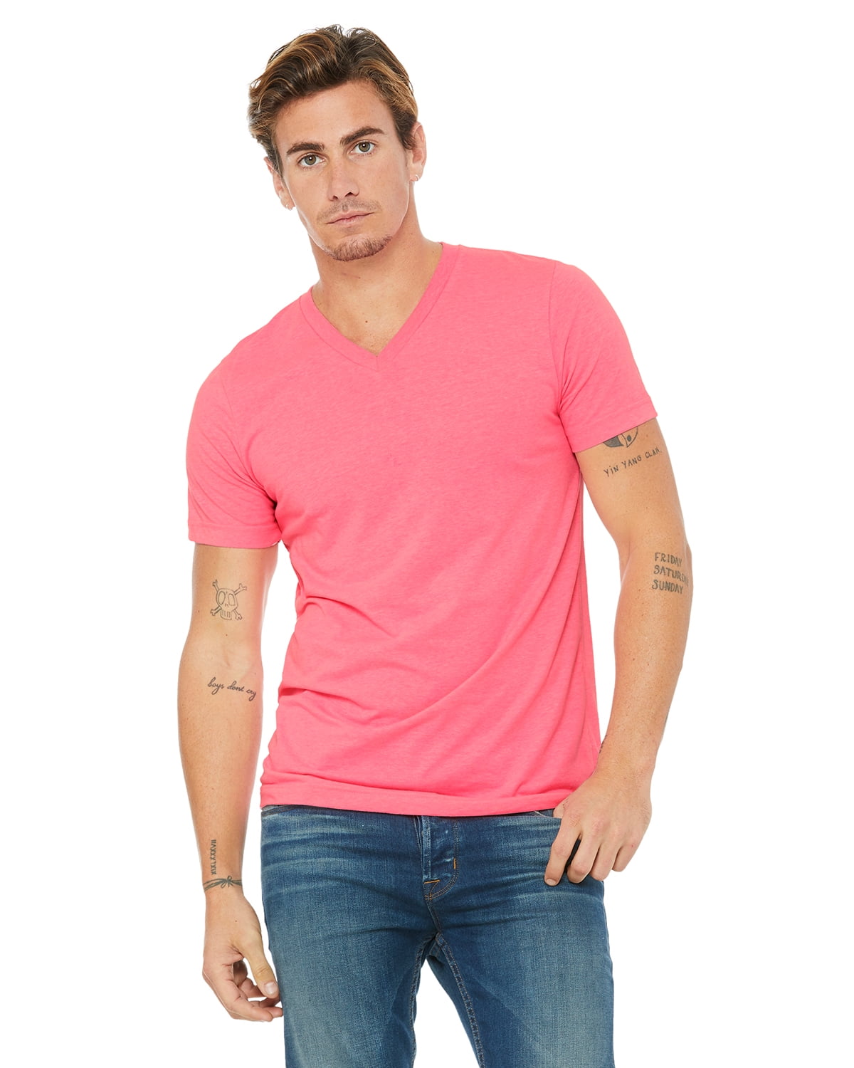 Bella Canvas Unisex V-Neck T-Shirt - Super Soft Jersey Tee - XXX-Large, Black - View #9