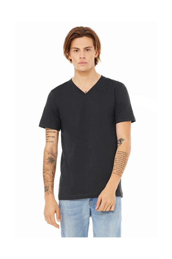 Bella + Canvas Unisex Jersey Short Sleeve V-Neck Tee , 3005 , Dark Grey , Large