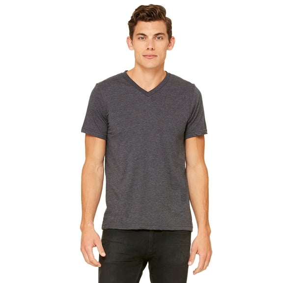 Bella + Canvas Unisex Jersey Short Sleeve V-Neck Tee , 3005CVC , Dk Grey Heather , Small