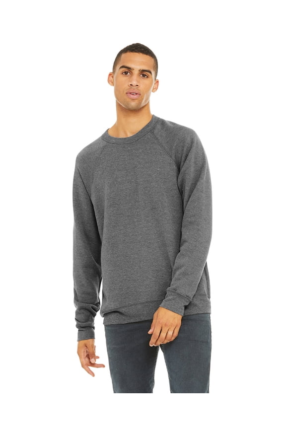 Bella + Canvas Unisex Sponge Fleece Crew Neck Sweatshirt , 3901 , Grey Triblend , X-Large