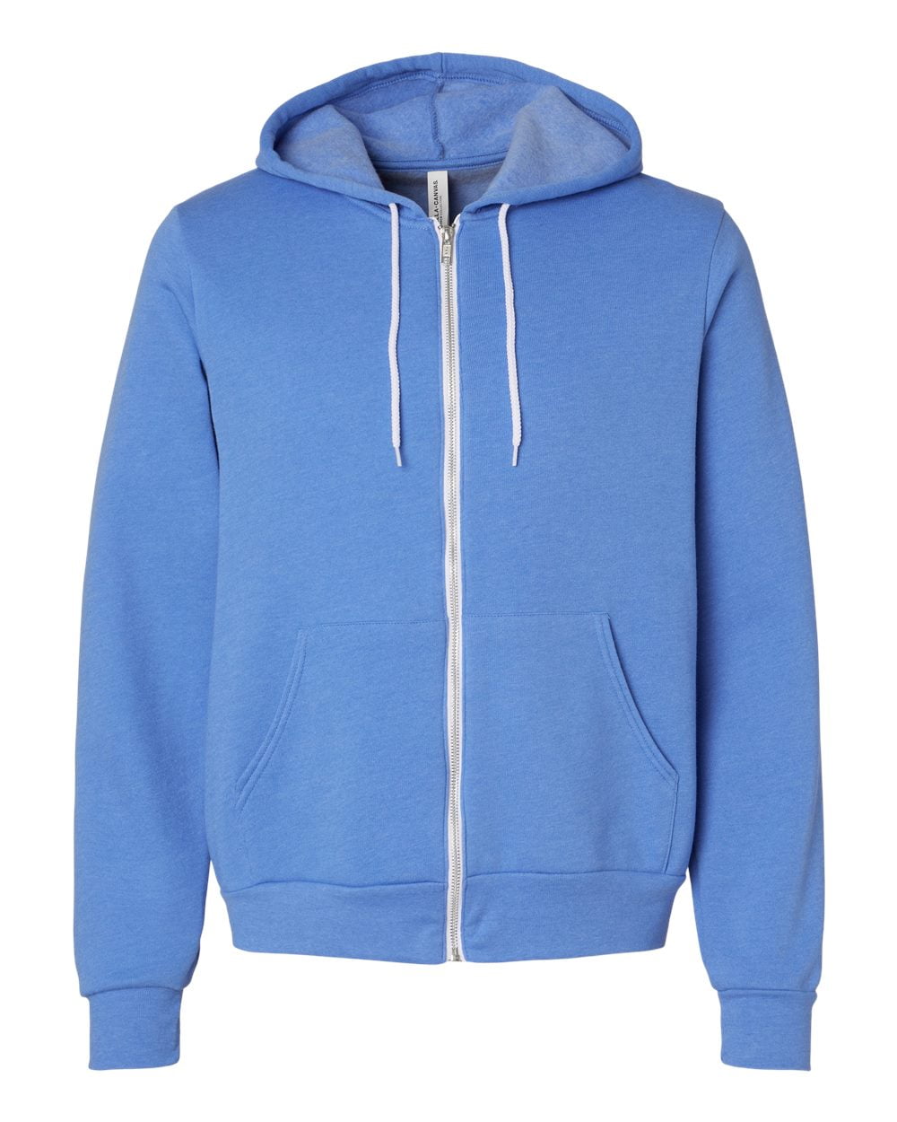 Unisex Poly-Cotton Fleece Full-Zip Hooded Sweatshirt - YELLOW - XS