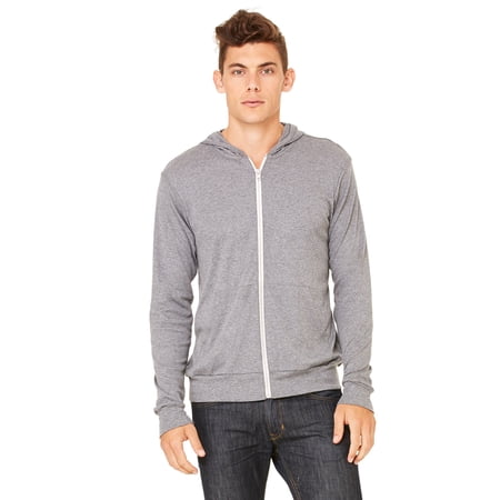 Bella + Canvas Unisex Triblend Full-Zip Lightweight Hoodie , 3939 , Grey Triblend , XX-Large