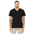 thumbnail image 1 of Bella + Canvas V-Neck Short Sleeve Tee for Men, Black Heather Triblend Shirt, 2XL, 1 of 5